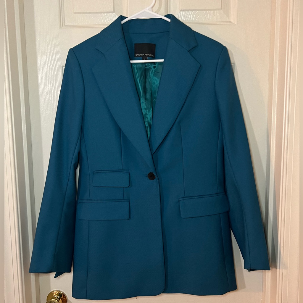 Banana Republic Teal Sculpted Wool Blazer